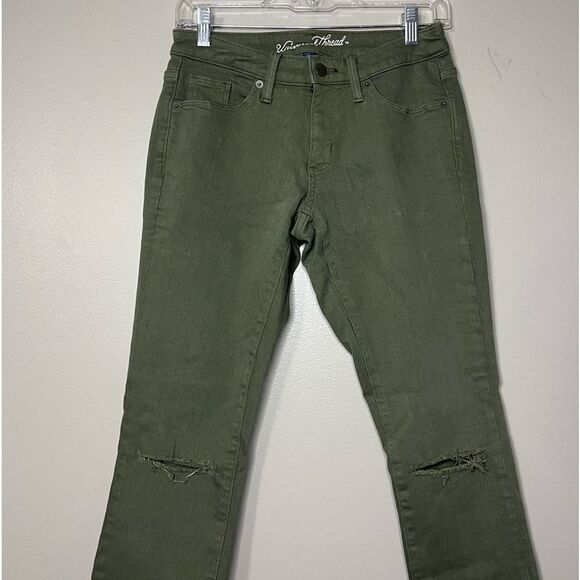 Universal Thread Olive Army Green Mid Rise Jegging Raw Hem Women's size 2/26R - Picture 3 of 9
